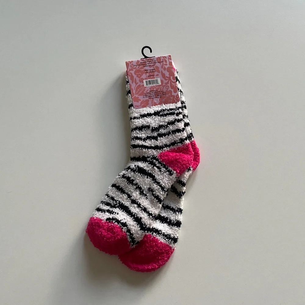 Carnival Women's Cozy Socks Animal Print Stripe Pink Black